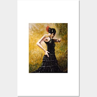 SPANISH FLAMENSO DANCER IN BLACK Posters and Art